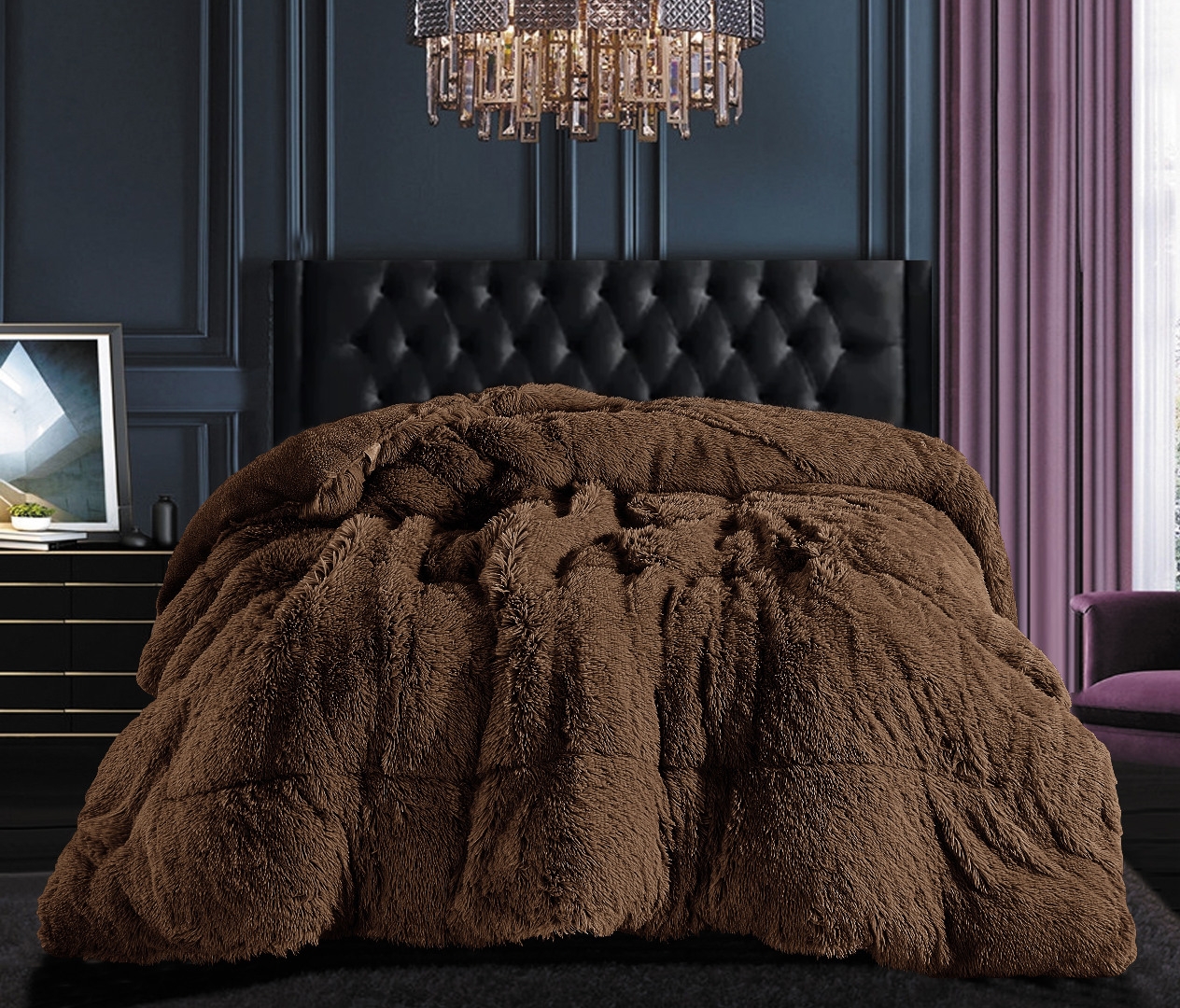 Κουβερτοπάπλωμα μαλλιαρό (220cm x 240cm) coffee