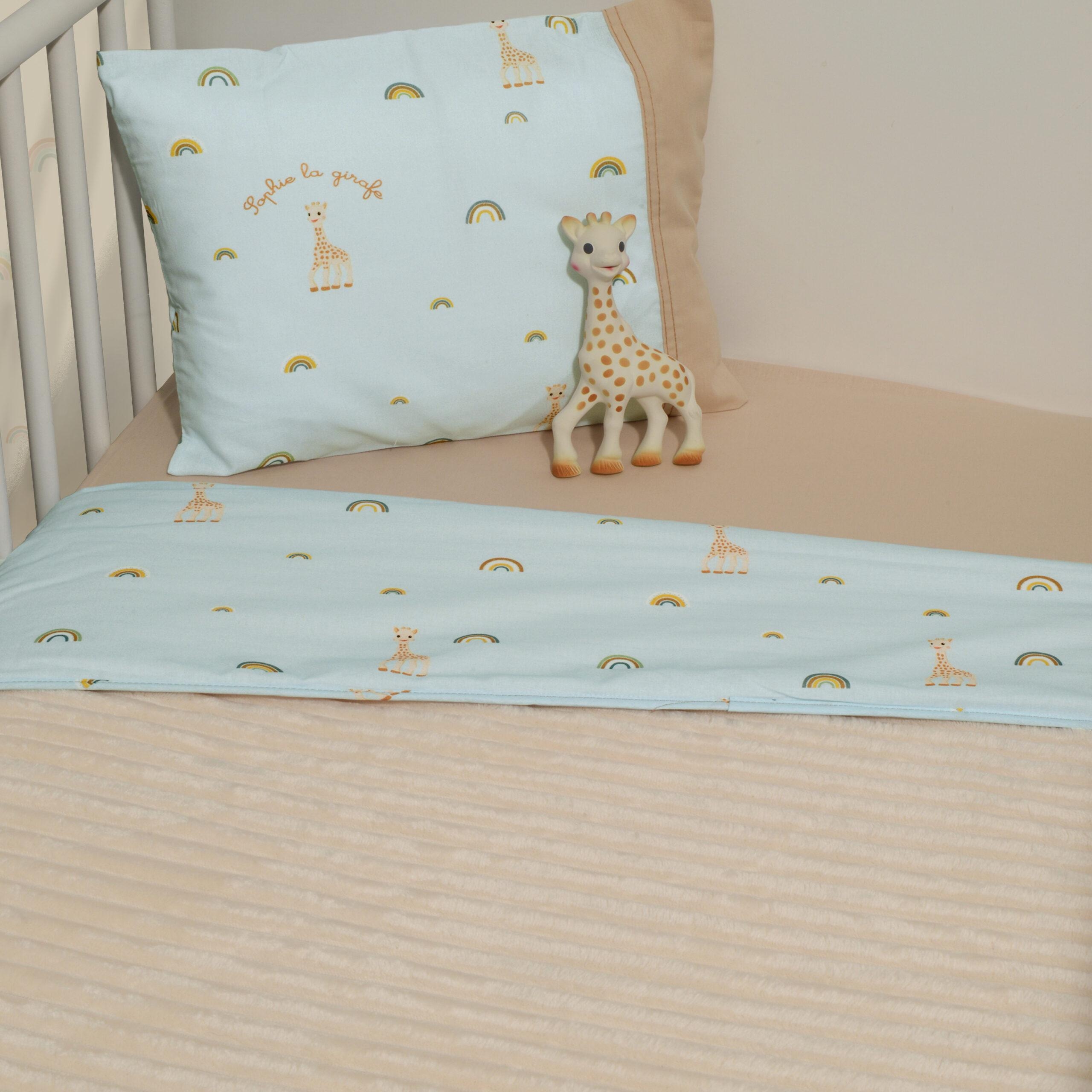 Minky ΝEW Κοτλέ Κουβέρτα Λίκνου Διπλής Όψης 75x95 Des.504 SOPHIE LA GIRAFE