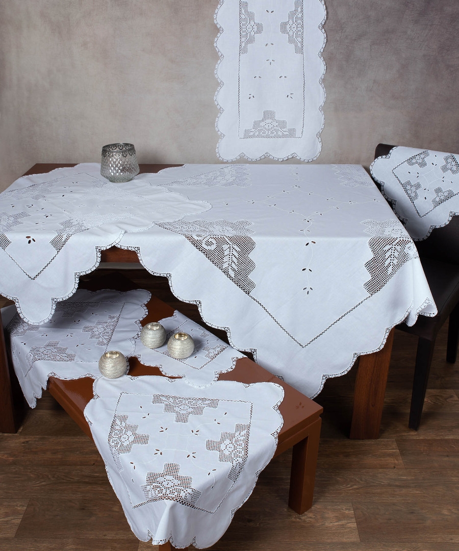 Πλεκτό με ύφασμα σετ 7 τεμαχίων 2315 (140cm x 140cm/90cm x 90cm/50cm x 150cm/60cm x 60cm x 2/40cm x 40cm x 2) λευκό