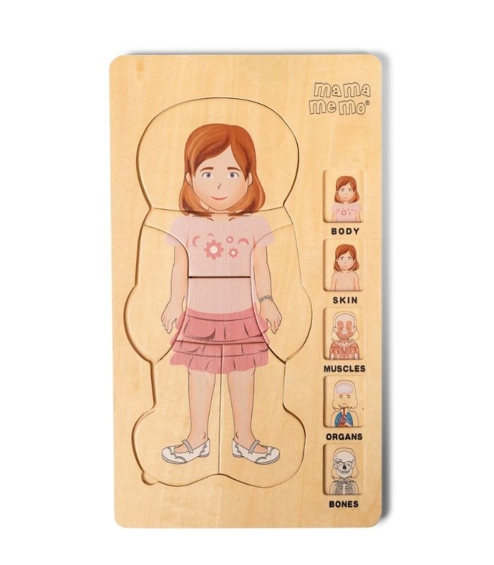 Ξύλινο Παζλ Το Σώμα Μου - Κορίτσι Mama Memo