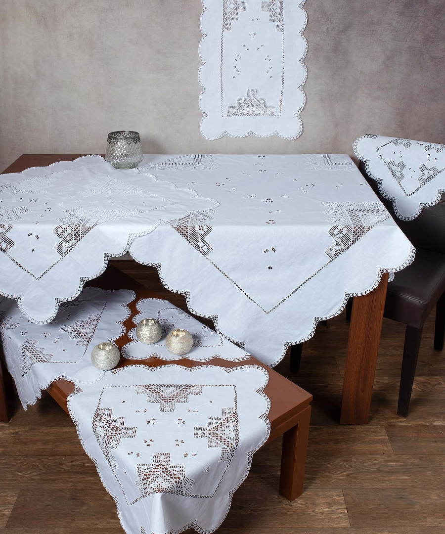 Πλεκτό με ύφασμα σετ 7 τεμαχίων 2318 (140cm x 140cm/90cm x 90cm/50cm x 150cm/60cm x 60cm x 2/40cm x 40cm x 2) λευκό