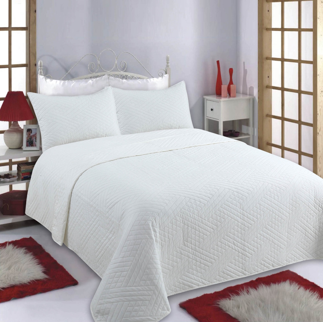 ΚΟΥΒΕΡΛΙ σετ (240cm x 260cm + 2 x 50cm x 70cm) DIAMOND ivory