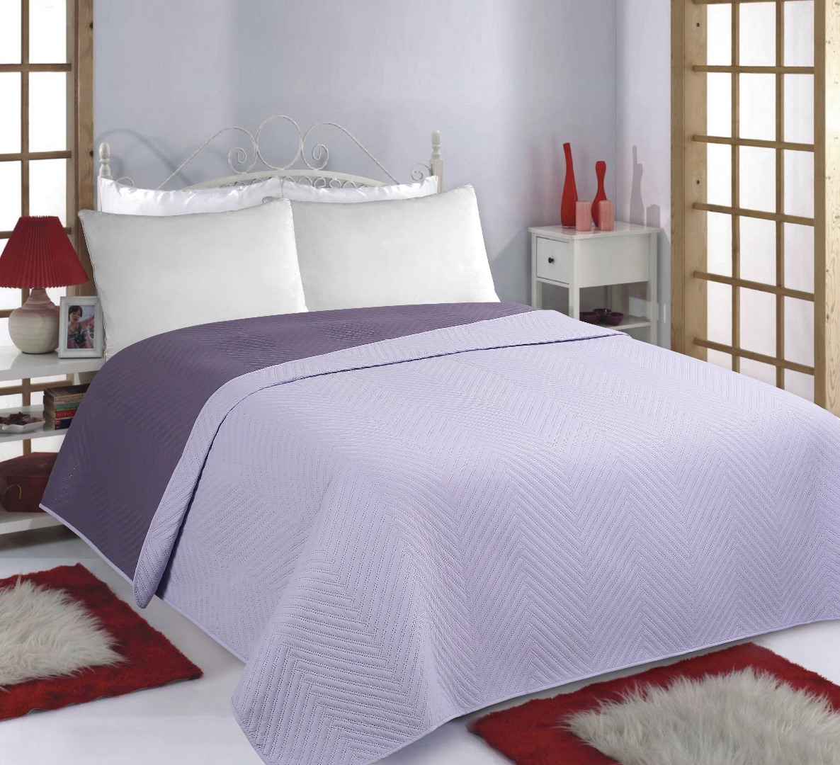 ΚΟΥΒΕΡΛΙ σετ (220cm x 240cm) BONES lila/purple