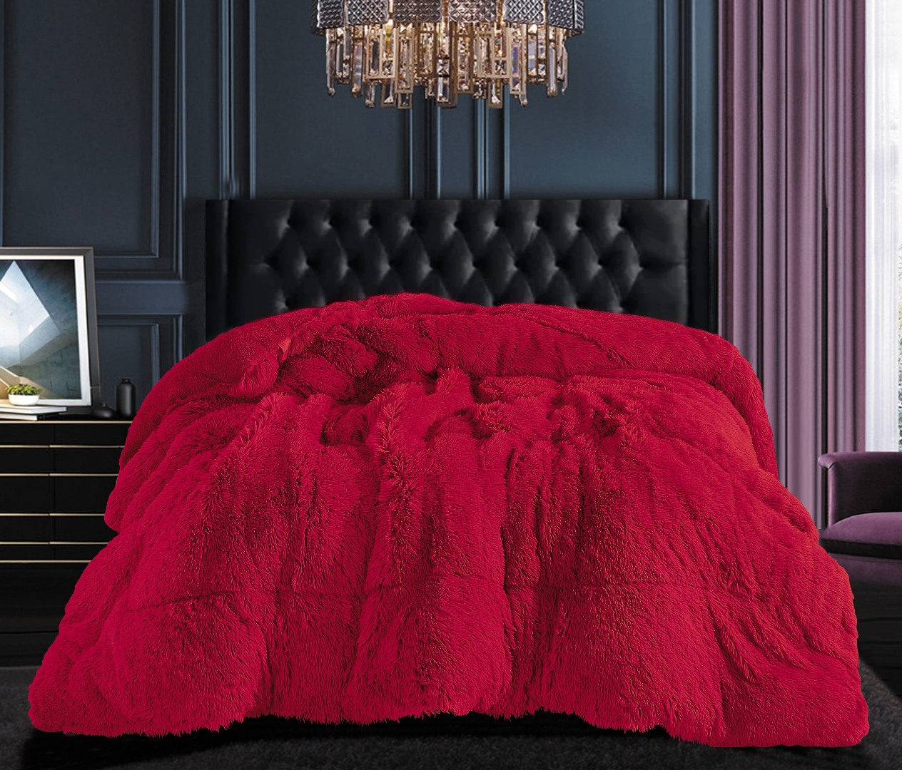 Κουβερτοπάπλωμα μαλλιαρό (170cm x 220cm) red