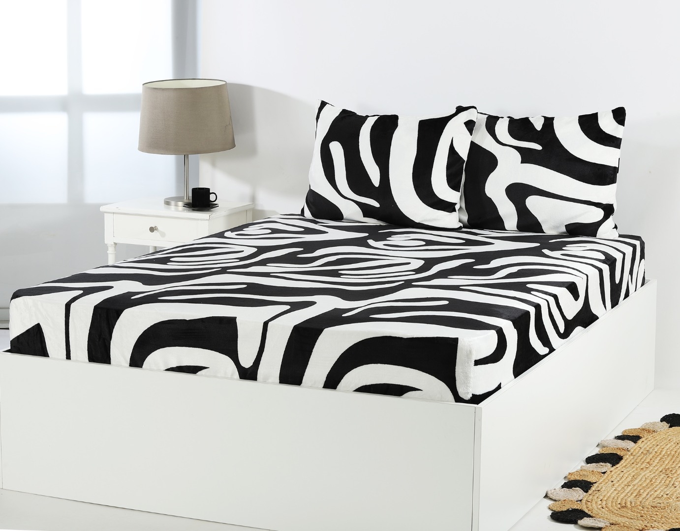 Fleece σεντόνι με λάστιχο και μαξιλαροθήκες (160cm x 200cm + 30cm) design 3