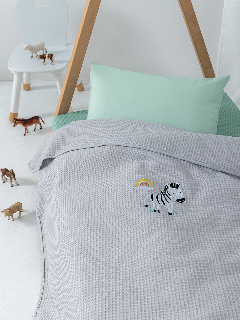 Κουβέρτα Πικέ Αγκαλιάς Baby Blankets 80x110 CANDY/2 GREY