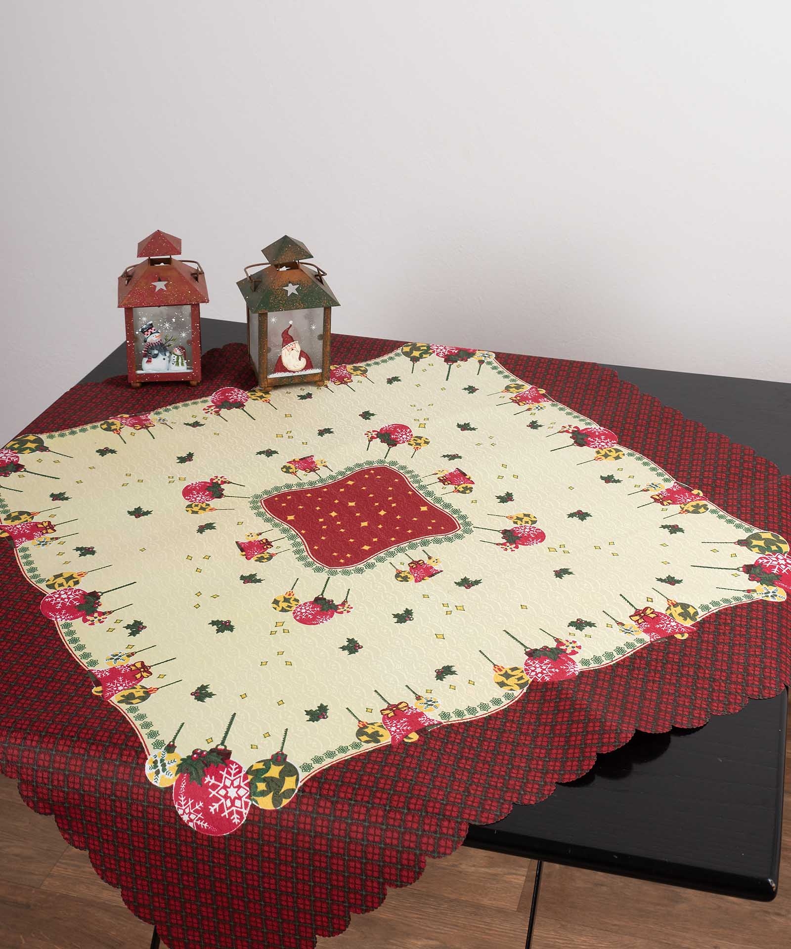 χριστουγεννιάτικο τραπεζομάντηλο (140cm x 180cm) μπάλλες
