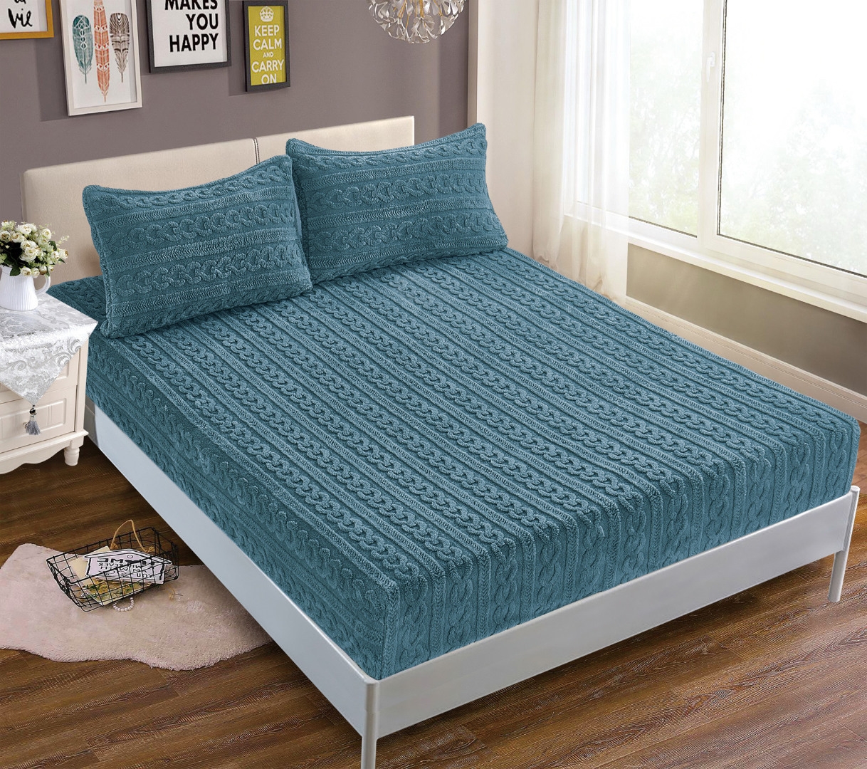 Σεντόνι fleece braid (160cm x 200cm ) ραφ