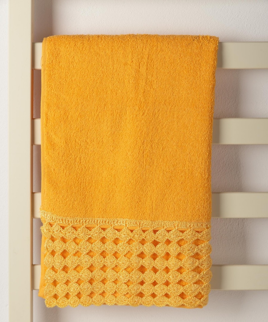 Πετσέτα Σώματος (100cm x 150cm) με δαντέλα κίτρινο