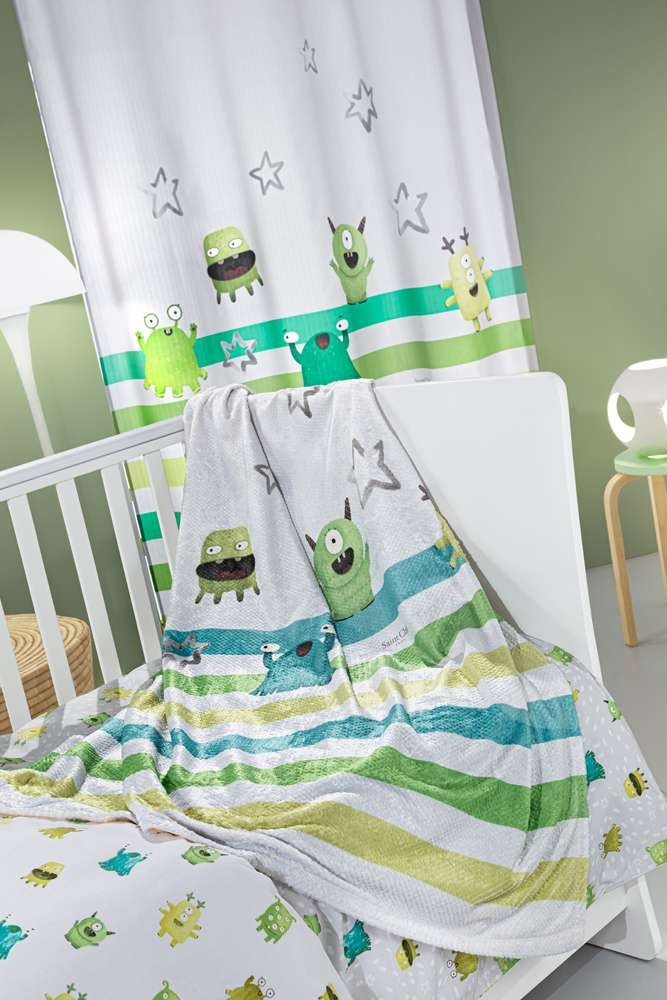Κουβέρτα Bebe Ultrasoft Monsters Lime 