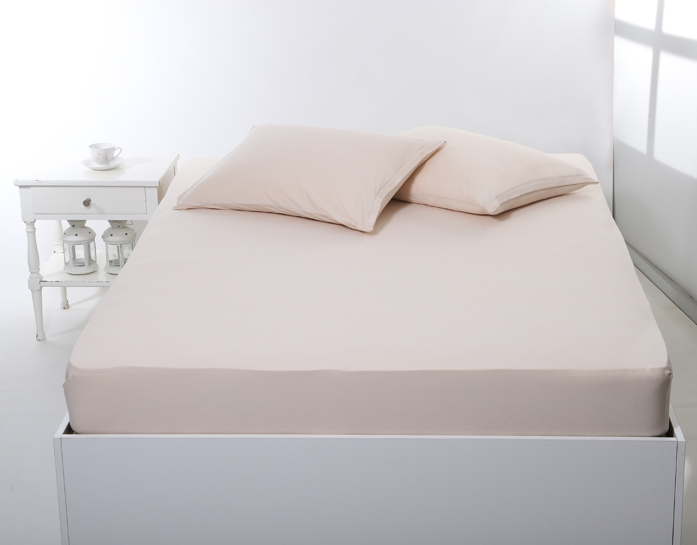Σεντόνι με λάστιχο jersey (100cm x 200cm + 35cm) light beige