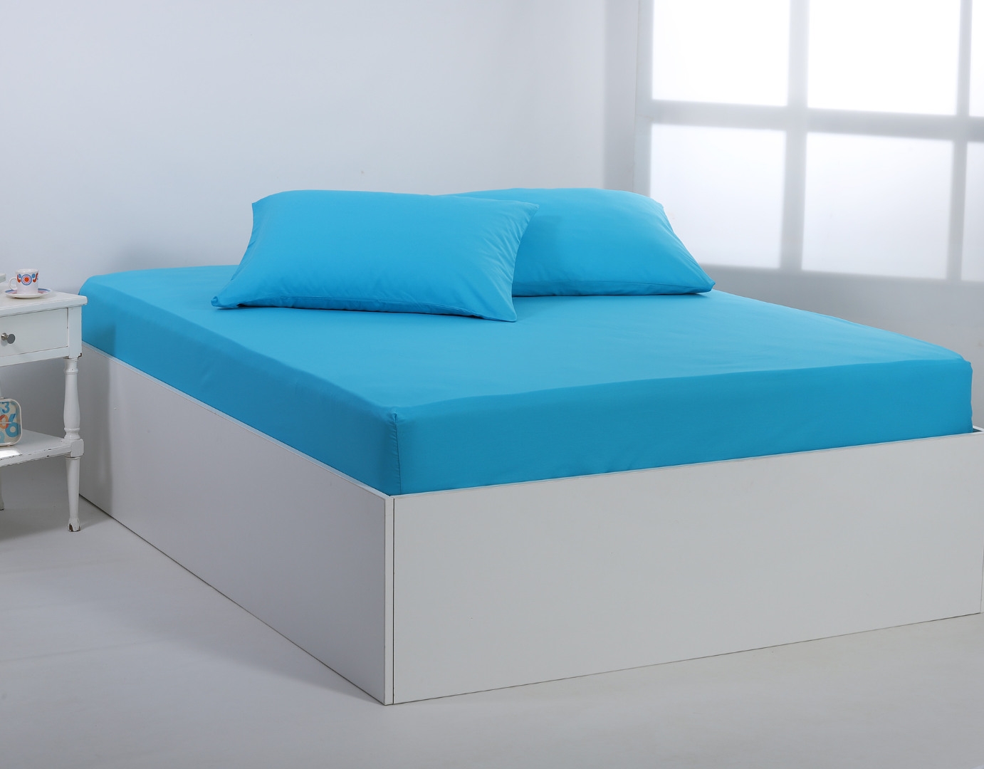 Βαμβακερό σεντόνι essentials (105cm x 200cm + 35cm) river blue