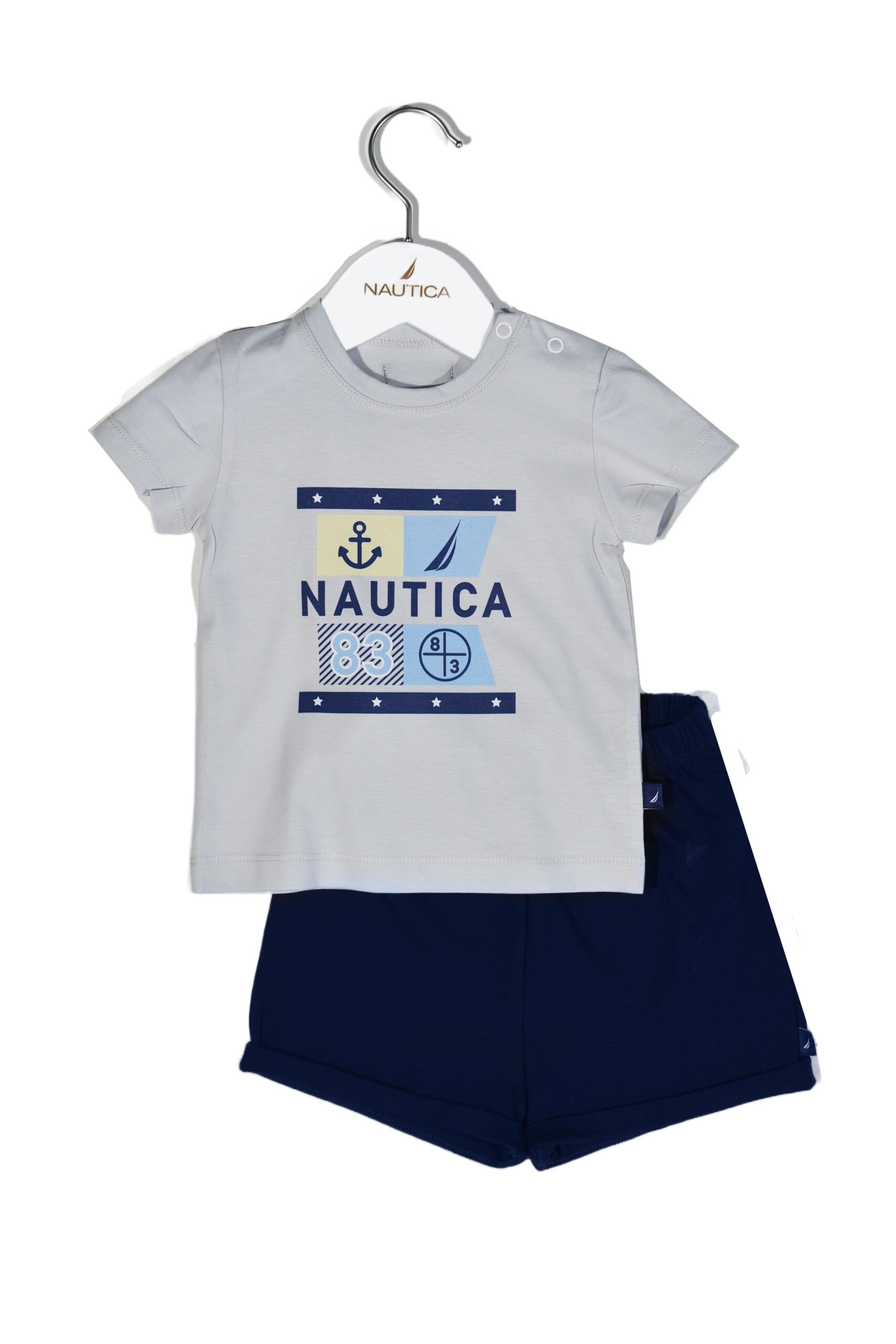 Design 15 Σετ T-Shirt & Shorts Jersey Grey/Navy 68cm 3-6 μηνών