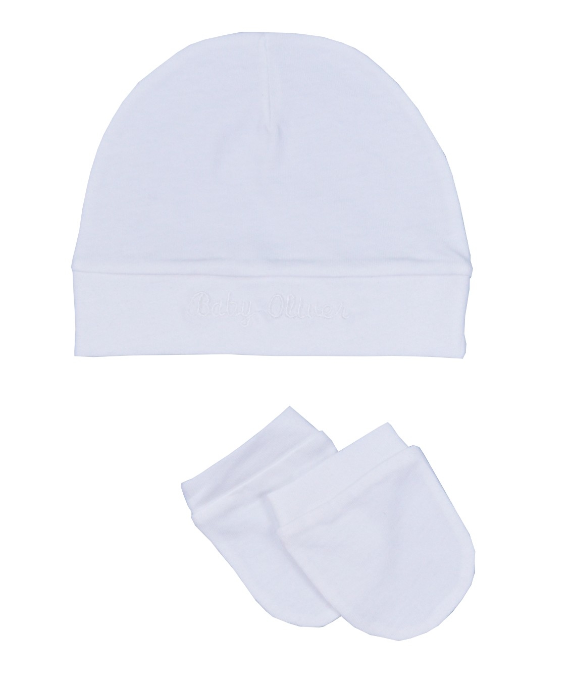 Σετ Σκουφάκι & 2 Γαντάκια Λευκό-Ύφασμα Ζέρσεϋ