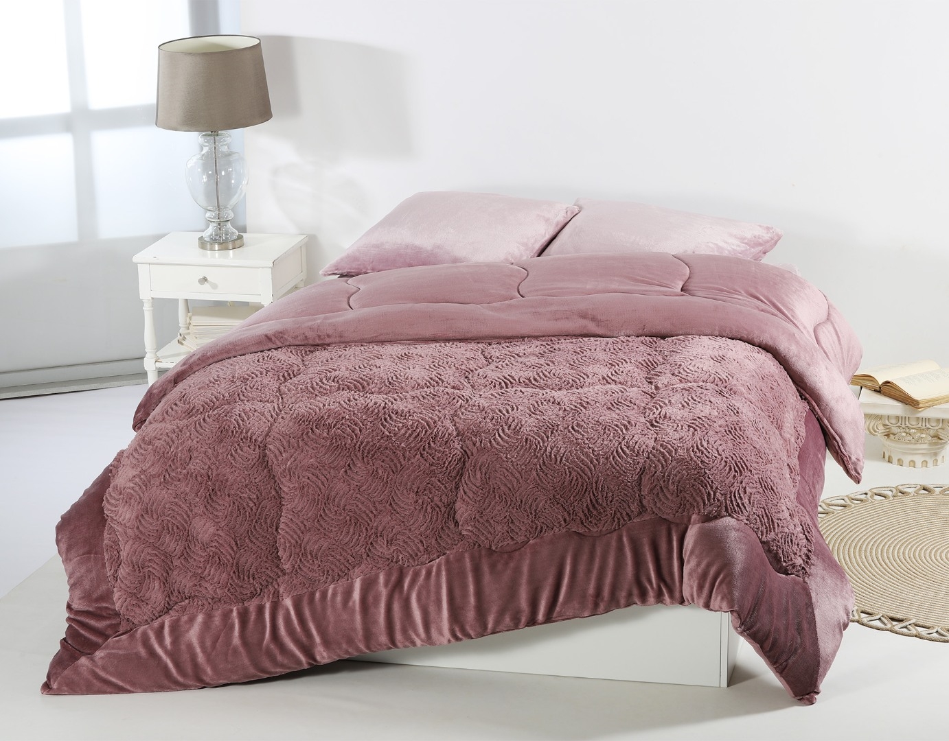 Κουβερτοπάπλωμα pv plush (220cm x 240cm) rust red