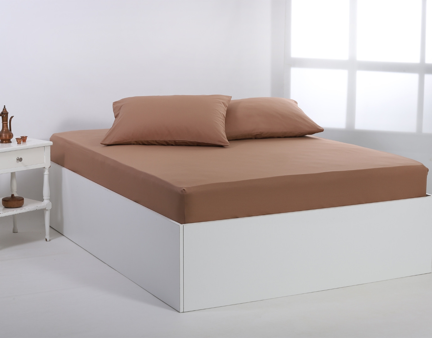 Βαμβακερό σεντόνι essentials (105cm x 200cm + 35cm) praline