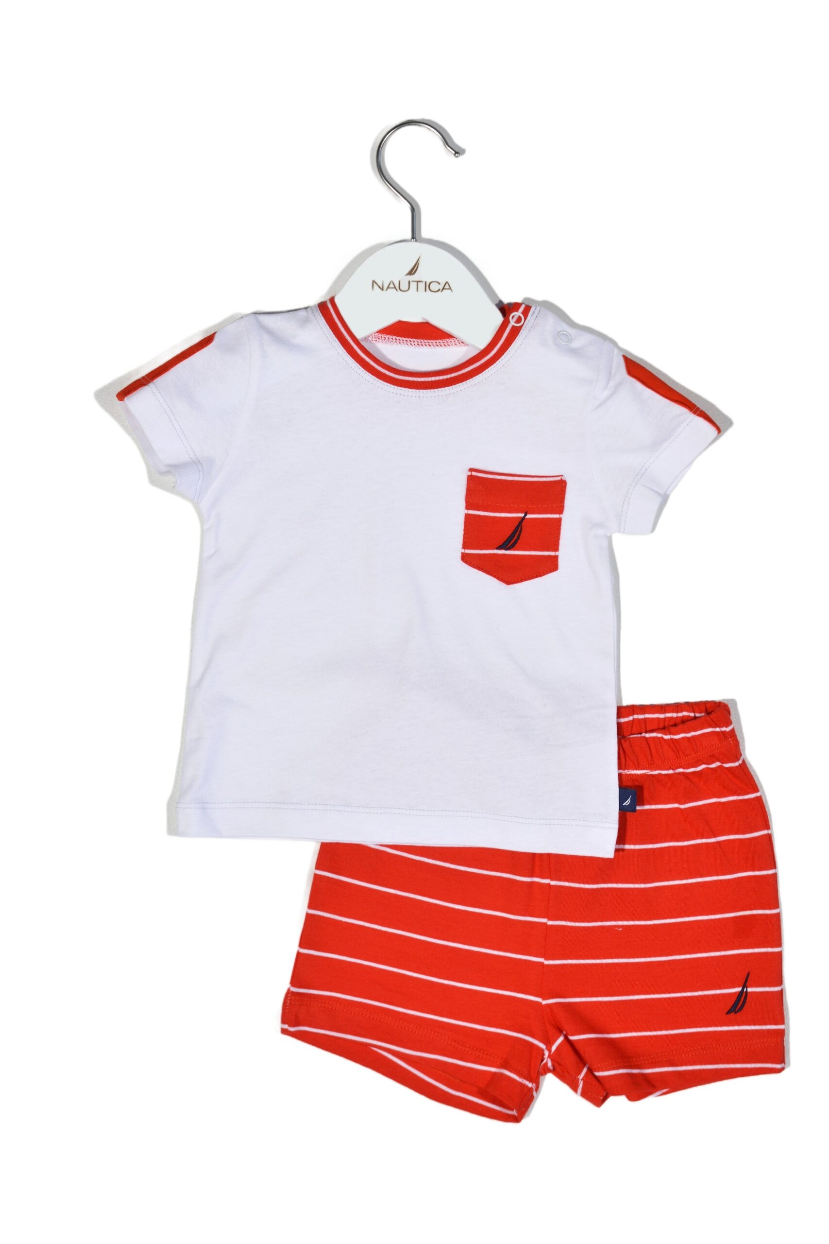 Σετ T-Shirt & Shorts Jersey Organic Design 16 Κόκκινο Ριγέ 68cm