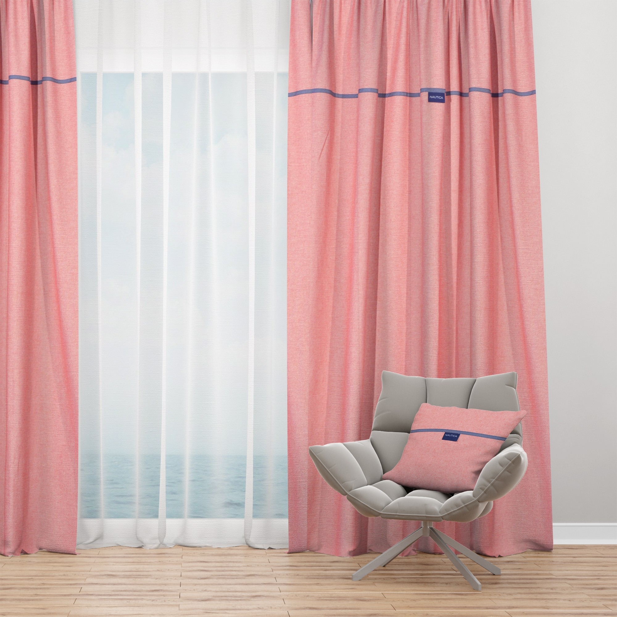 Ραμμένο Φύλλο Κουρτίνας με Τρέσα 145x270 cm Κόκκινο