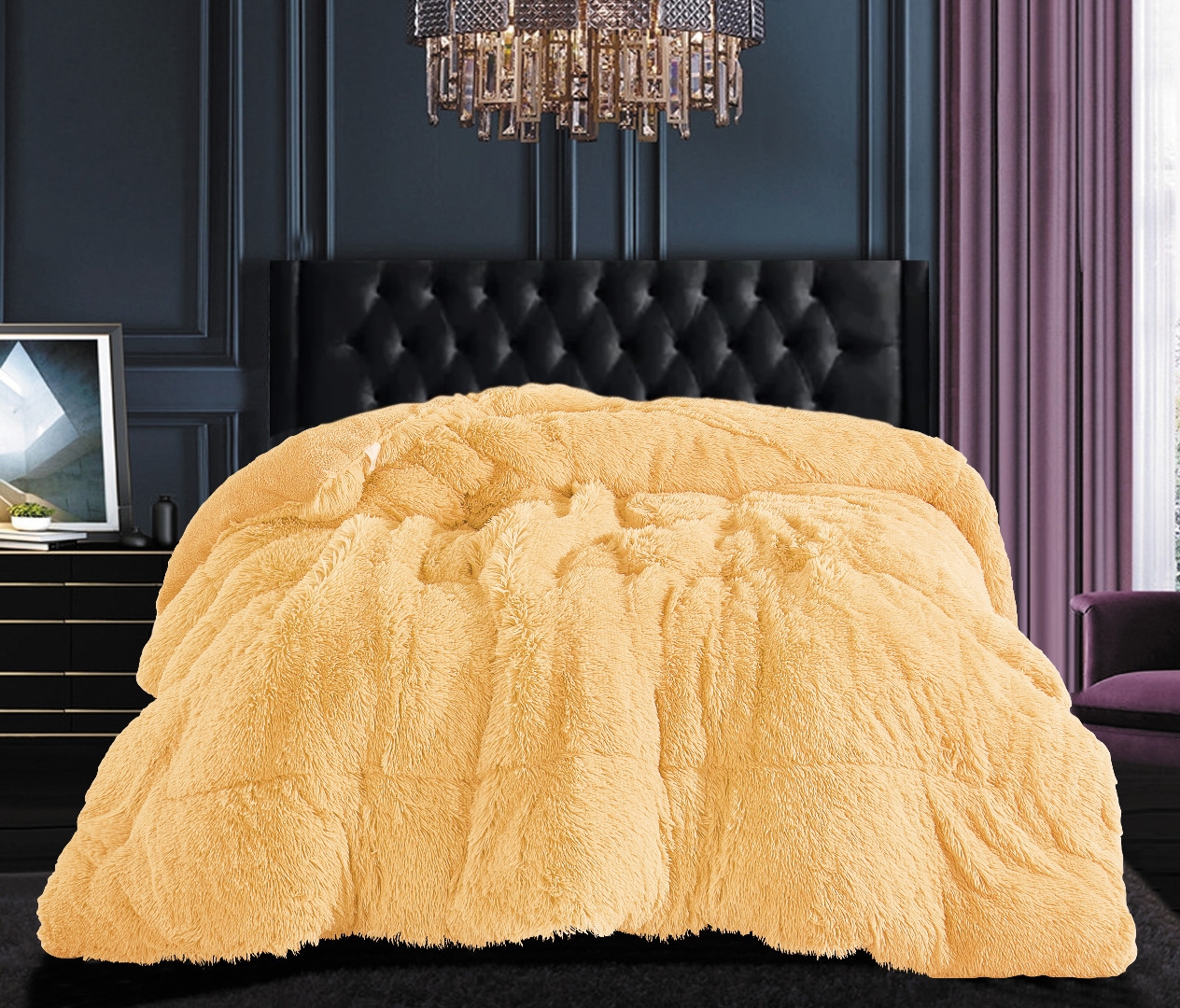Κουβερτοπάπλωμα μαλλιαρό (220cm x 240cm) gold