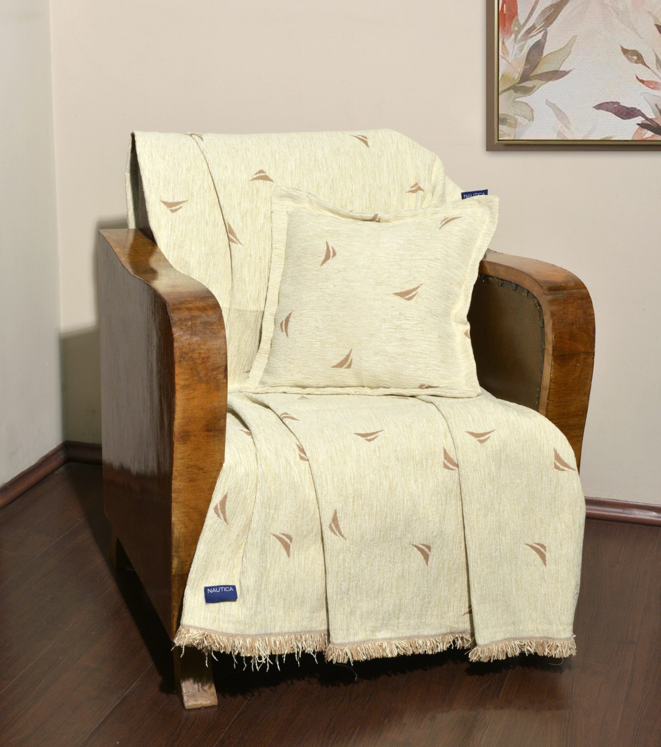 Ριχτάρι Μονοθέσιο 170x180cm Σενίλ Εκρου Design 1000