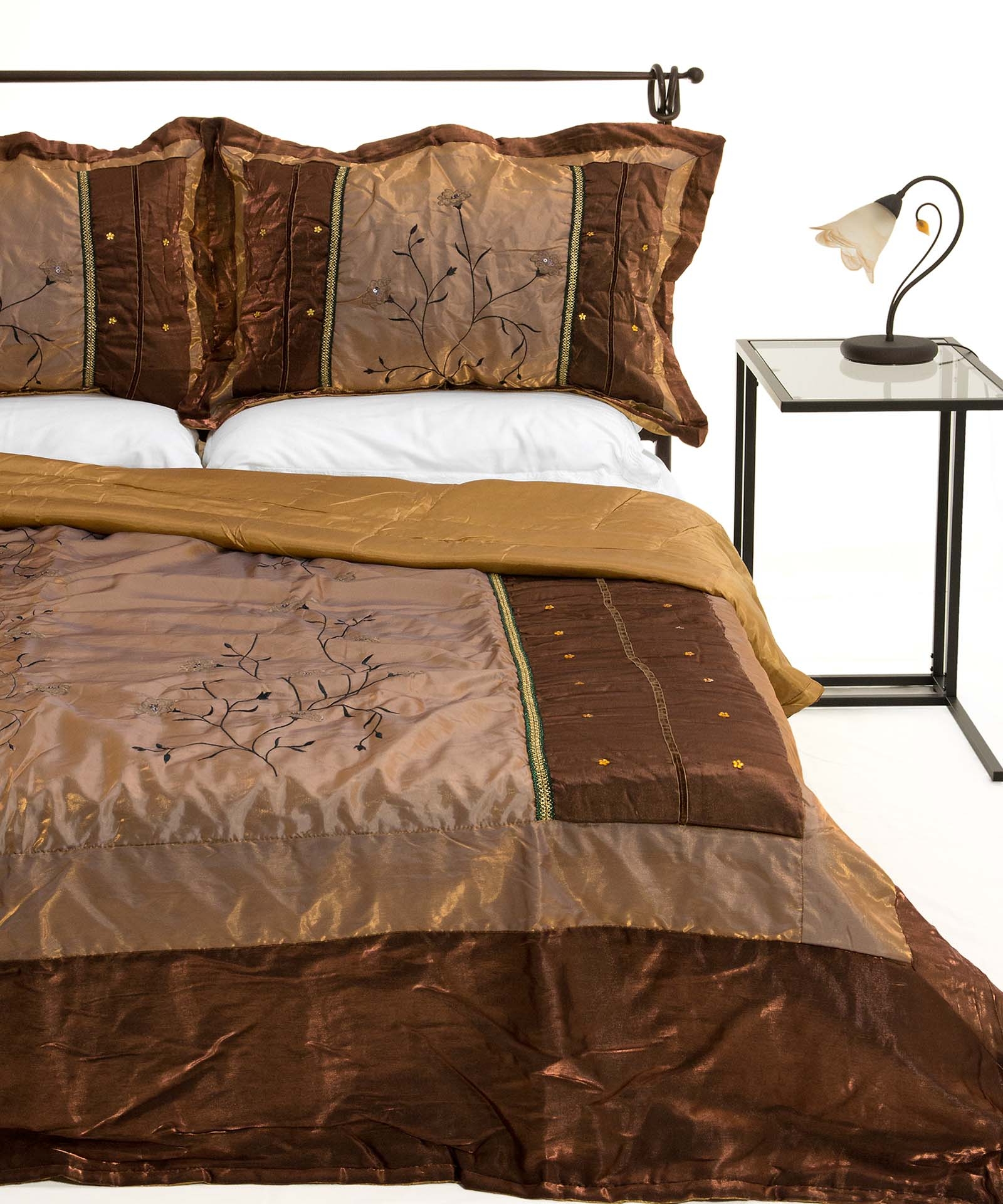 ΚΟΥΒΕΡΛΙ σετ (220cm x 240cm + 2 x 50cm x 70cm) 10507 καφέ