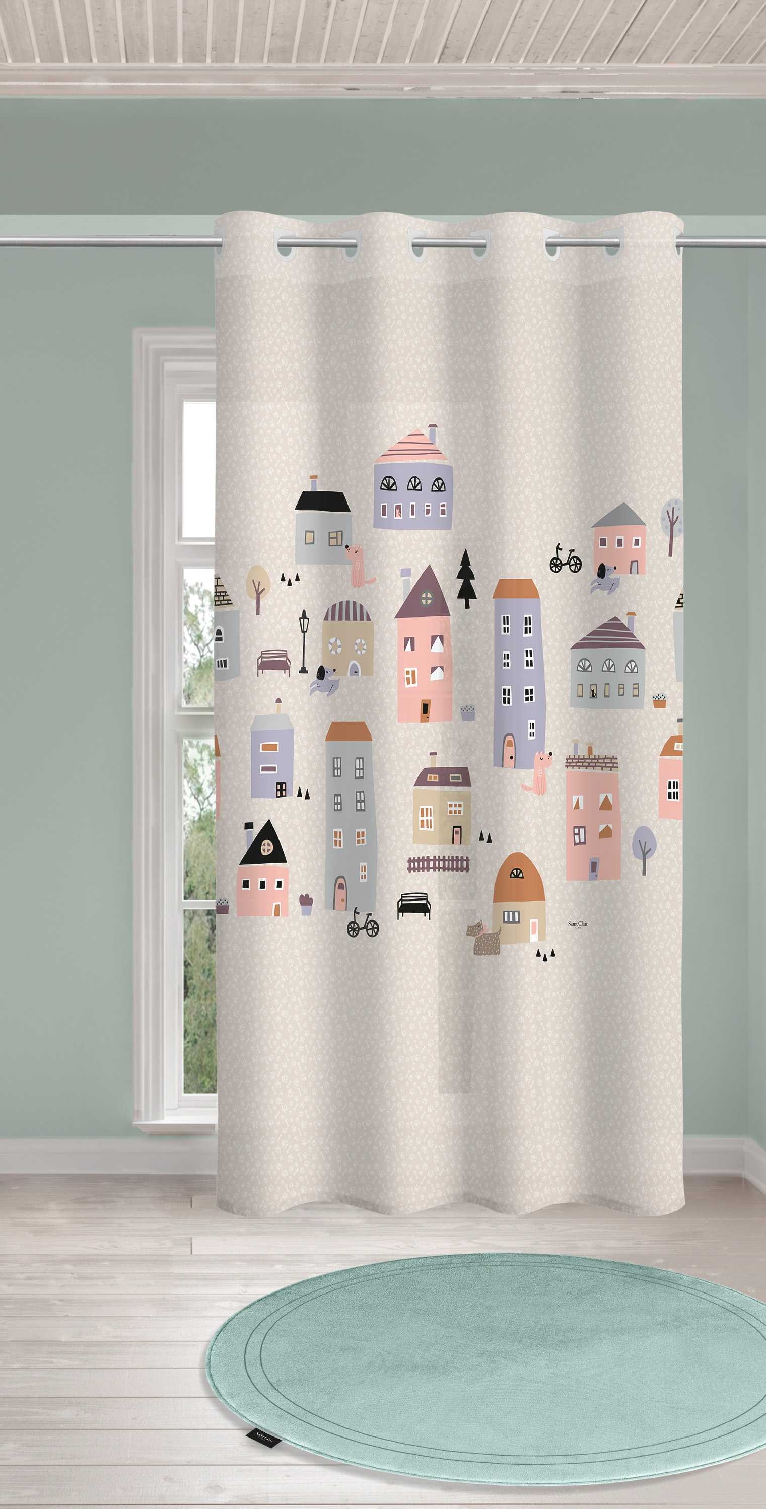 Παιδική & Βρεφική Κουρτίνα Soft-Touch Puppy Pink με Τρουκς 