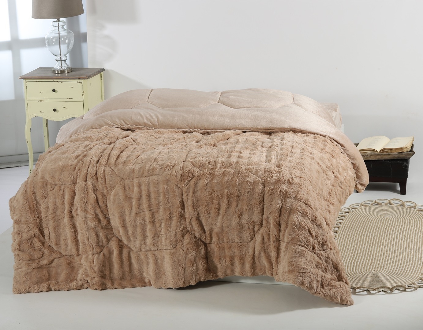 Κουβερτοπάπλωμα burble (220cm x 240cm) ανοιχτό καφέ 