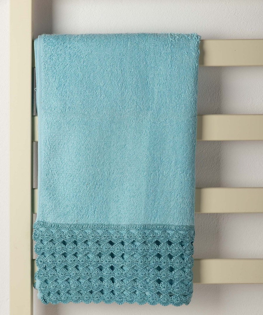 Πετσέτα Σώματος (100cm x 150cm) με δαντέλα μπλε