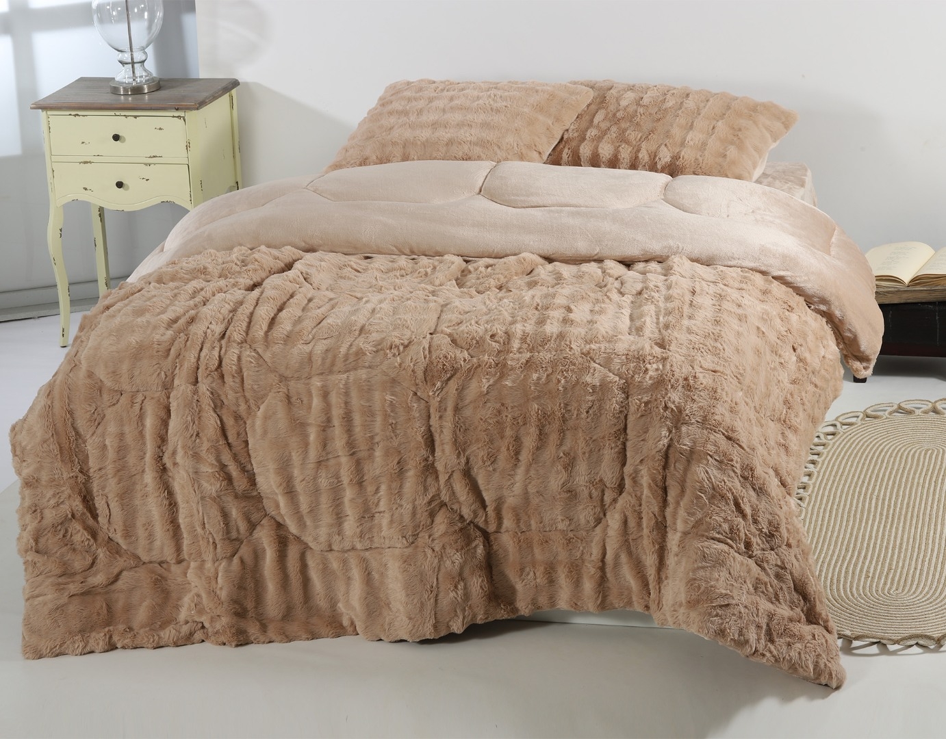 Κουβερτοπάπλωμα burble (170cm x 240cm + 50cm x 70cm) ανοιχτό καφέ 