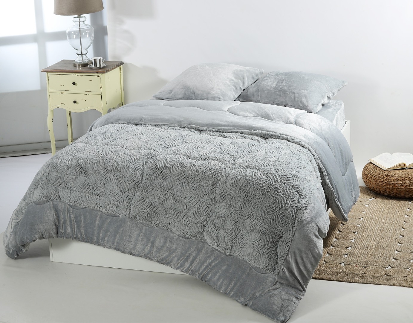 Κουβερτοπάπλωμα pv plush (220cm x 240cm) blue silver