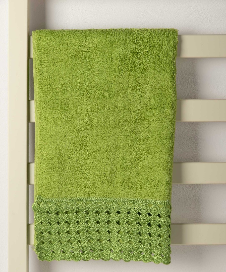 Πετσέτα Προσώπου (50cm x 100cm) με δαντέλα πράσινο