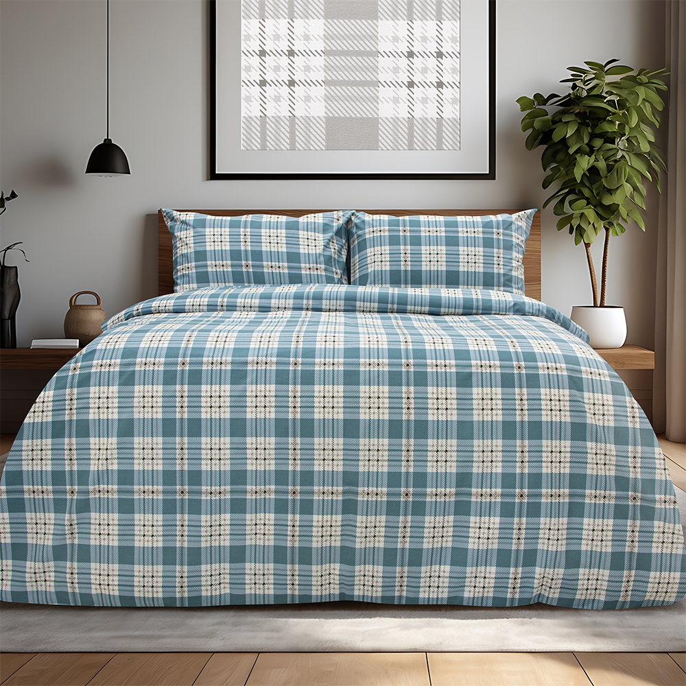 LINO Σετ Σεντόνια Μονά (170x260) Panier Μπλε