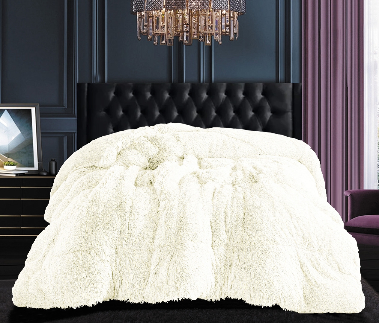 Κουβερτοπάπλωμα μαλλιαρό (170cm x 220cm) ivory 