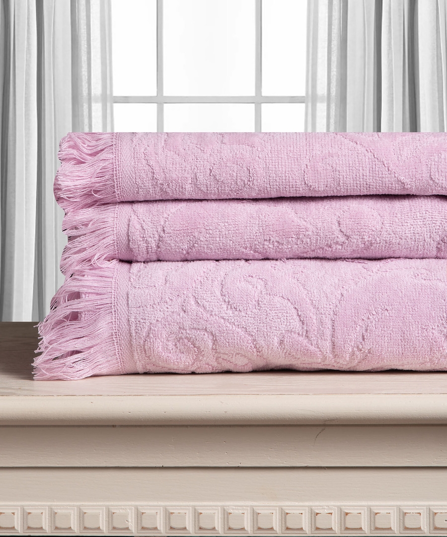 Βαμβακερή ζακάρ πετσέτα ALICIA 520gsm (80cm x 150cm) ρόζ