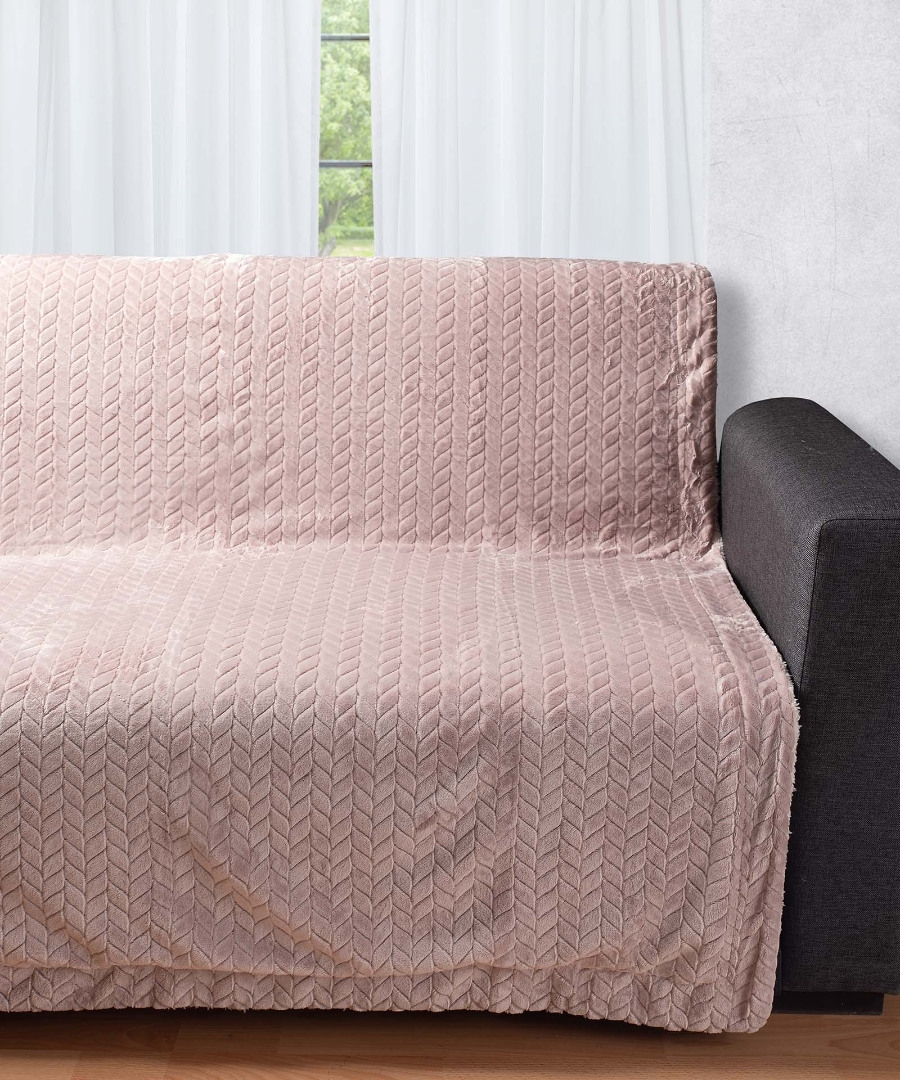 Διακοσμητικό fleece ριχτάρι με sherpa  (150cm x 200cm) λιλά