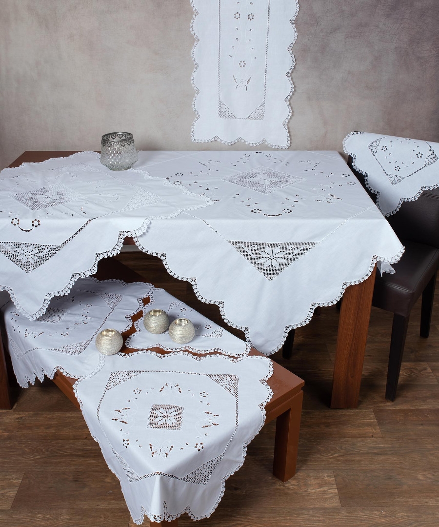 Πλεκτό με ύφασμα σετ 7 τεμαχίων 1266 (140cm x 140cm/90cm x 90cm/50cm x 150cm/60cm x 60cm x 2/40cm x 40cm x 2) λευκό