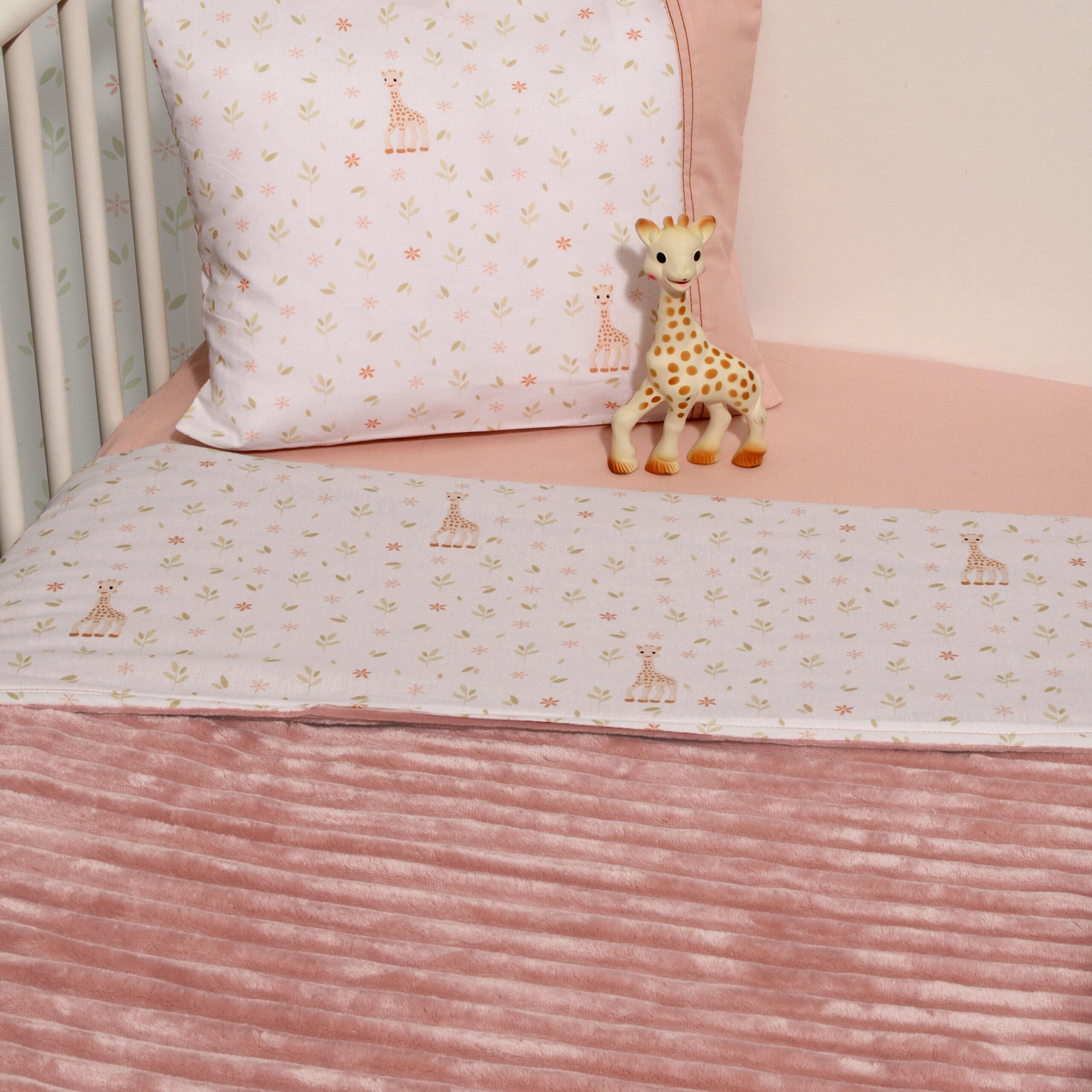 Minky ΝEW Κοτλέ Κουβέρτα Λίκνου Διπλής Όψης 75x95 Des.502 SOPHIE LA GIRAFE