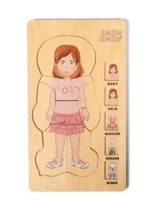 Ξύλινο Παζλ Το Σώμα Μου - Κορίτσι Mama Memo