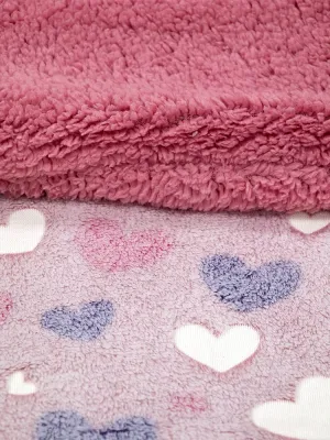 LINO ΚΟΥΒΕΡΤΑ FLEECE SHERPA ΦΩΣΦΟΡΙΖΕ HERZ PINK 110X150