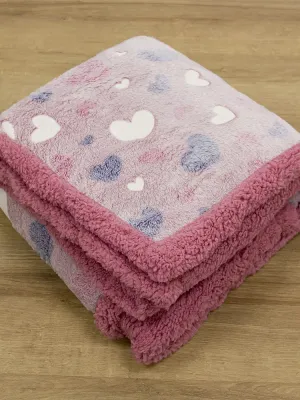 LINO ΚΟΥΒΕΡΤΑ FLEECE SHERPA ΦΩΣΦΟΡΙΖΕ HERZ PINK 110X150