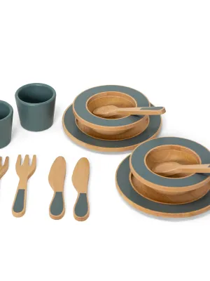 Ξύλινο Σερβίτσιο Φαγητού Πράσινο - Mama Memo