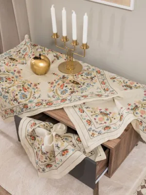 Χειροποίητο σετ 5 τεμαχίων NX516 - Σετ 5 τεμαχίων (καρέ 90x90 cm/ τραβέρσα 40x160 cm/ τραπεζοκαρέ 135x135cm/ πετσετάκια 2 τεμ 40x40 cm)