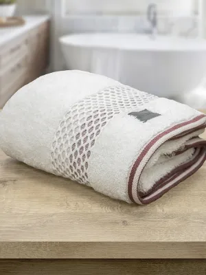 LINO Πετσέτα Προσώπου (50x90) Igalo Λευκό/Ροζ