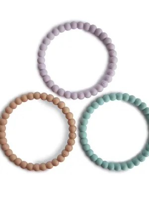 Σετ 3 Βραχιόλια Οδοντοφυΐας - Lilac/Cyan/Soft Peach - Mushie