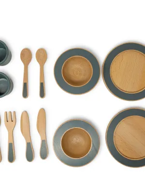 Ξύλινο Σερβίτσιο Φαγητού Πράσινο - Mama Memo