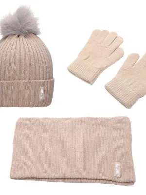 Σετ Σκουφάκι-Γάντι-Κασκόλ Μπεζ - Tutete