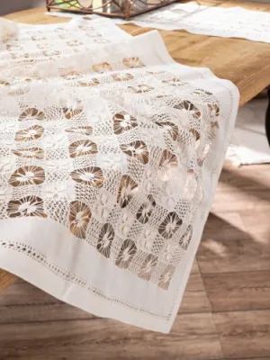 Χειροποίητο σετ 5 τεμαχίων DF5159 - Σετ 5 τεμαχίων (καρέ 90x90 cm/ τραβέρσα 40x160 cm/ τραπεζοκαρέ 135x135cm/ πετσετάκια 2 τεμ 40x40 cm)