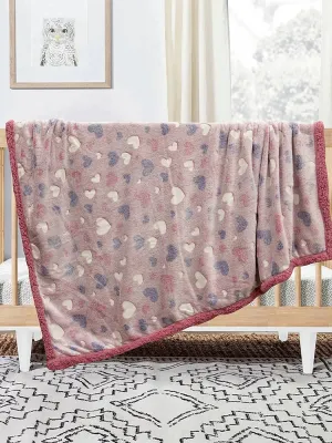 LINO ΚΟΥΒΕΡΤΑ FLEECE SHERPA ΦΩΣΦΟΡΙΖΕ HERZ PINK 110X150