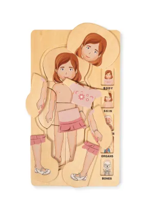 Ξύλινο Παζλ Το Σώμα Μου - Κορίτσι Mama Memo