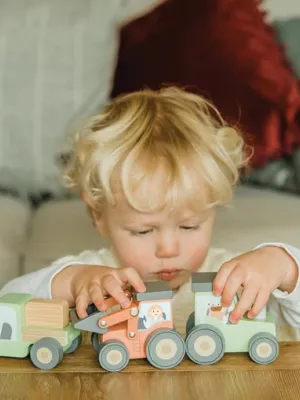 Τρακτέρ Push & Pull Farmyard Orange Tree Toys